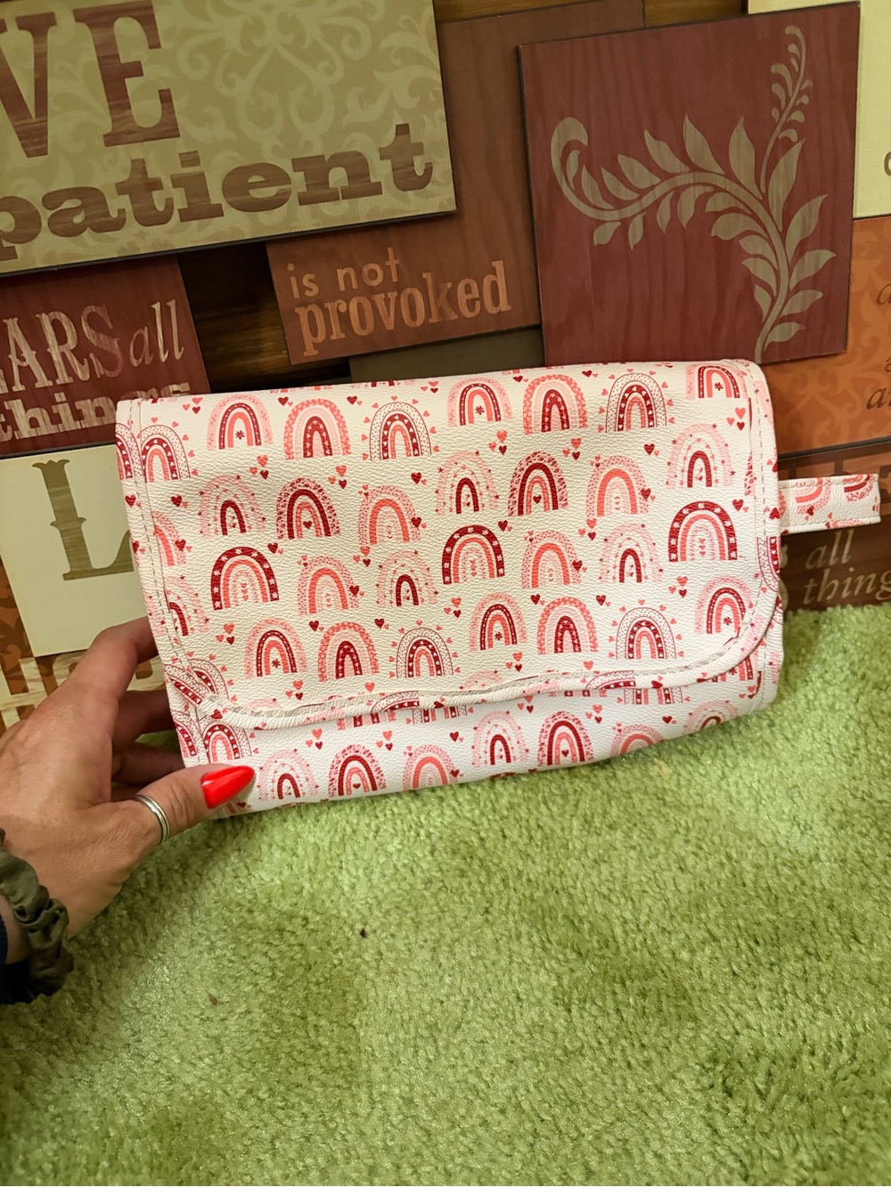 Pink & White Rainbow Print travel bag